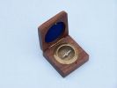 Antique Brass Desk Compass with Rosewood Box 3""