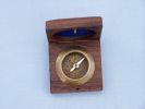 Antique Brass Desk Compass with Rosewood Box 3""