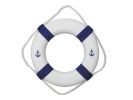 Classic White Decorative Anchor Lifering with Blue Bands 15""