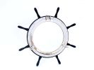 Deluxe Class Wood and Chrome Ship Wheel Porthole Mirror 36""