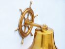 Brass  Plated Hanging Ship Wheel Bell 10""