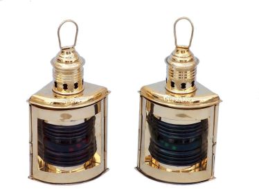 Solid Brass Port and Starboard Oil Lantern 12""