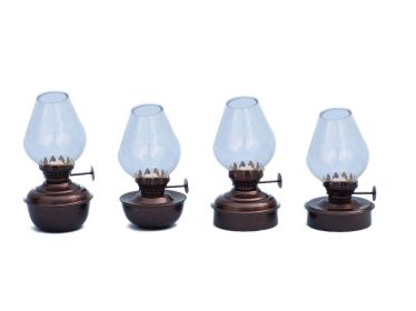 Antique Copper Table Oil Lamp 5"" - Set of 4