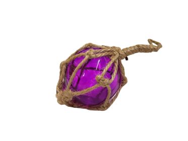 Purple Japanese Glass Ball Fishing Float With Brown Netting Decoration 2""