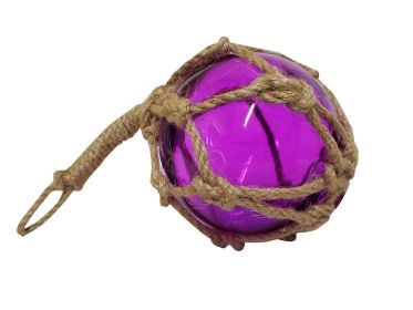 Purple Japanese Glass Ball Fishing Float With Brown Netting Decoration 4""