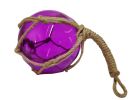 Purple Japanese Glass Ball Fishing Float With Brown Netting Decoration 4""