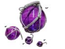 Purple Japanese Glass Ball Fishing Float With Brown Netting Decoration 4""