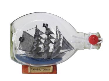 Flying Dutchman Pirate Ship in a Glass Bottle 7""