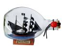 Ben Franklin's Black Prince Pirate Ship in a Glass Bottle 7""