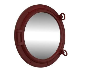 Dark Red Decorative Ship Porthole Mirror 15""