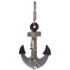 Wooden Rustic Decorative Anchor w/ Hook Rope and Shells 13""