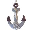 Wooden Rustic Decorative Anchor w/ Hook Rope and Shells 13""