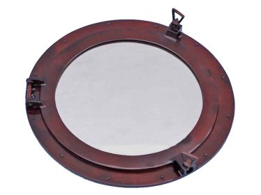 Antique Copper Decorative Ship Porthole Mirror 24""