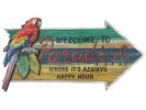 Wooden Arrow Welcome To Paradise Parrot Beach Sign 18""