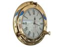 Brass Deluxe Class Porthole Clock 15""