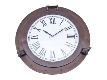 Bronzed Deluxe Class Porthole Clock 24""