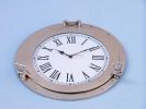 Brushed Nickel Deluxe Class Porthole Clock 17""