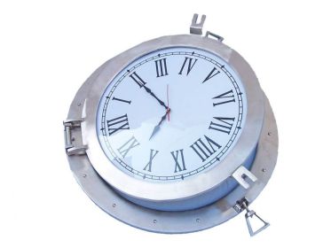 Brushed Nickel Deluxe Class Porthole Clock 24""