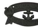 Rustic Black Cast Iron Captains Quarters Sign 8""