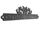 Cast Iron Captains Quarters Sign with Ship Wheel and Anchors 9""