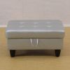 Silver White Semi PU Synthetic Leather Storage Ottoman