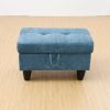 Blue Flannel Living Room Sofa Ottoman