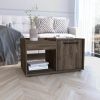 Lyon Coffee Table; Single Door Cabinet; One Open Shelf -Dark Walnut