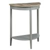 Grey Oak and Grey Half Moon Console Table with Bottom Shelf