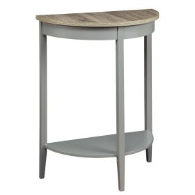 Grey Oak and Grey Half Moon Console Table with Bottom Shelf