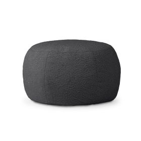 Jaxx Ellis Ottoman Shearling Faux-Lamb Plush Pouf for Modern Interior Design, Large, Black