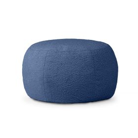 Jaxx Ellis Ottoman Shearling Faux-Lamb Plush Pouf for Modern Interior Design, Large, Indigo