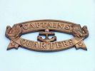 Antique Brass Captain's Quarters Sign 9""