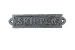 Seaworn Blue Cast Iron Skipper Sign 6""