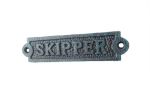 Seaworn Blue Cast Iron Skipper Sign 6""