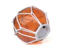 Tabletop LED Lighted Orange Japanese Glass Ball Fishing Float with White Netting Decoration 4""