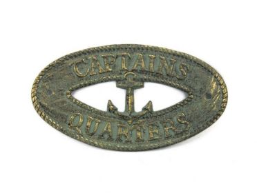 Antique Bronze Cast Iron Captains Quarters with Anchor Sign 8""