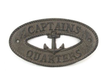 Cast Iron Captains Quarters with Anchor Sign 8""