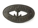 Cast Iron Captains Quarters with Anchor Sign 8""