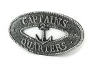 Antique Silver Cast Iron Captains Quarters with Anchor Sign 8""