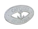 Whitewashed Cast Iron Captains Quarters with Anchor Sign 8""