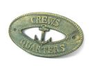 Antique Bronze Cast Iron Crews Quarters with Anchor Sign 8""