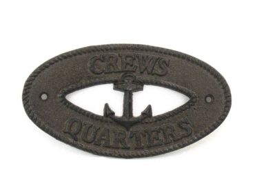 Cast Iron Crews Quarters with Anchor Sign 8""