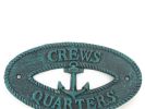 Seaworn Blue Cast Iron Crews Quarters with Anchor Sign 8""