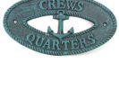 Seaworn Blue Cast Iron Crews Quarters with Anchor Sign 8""