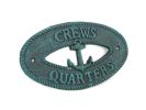 Seaworn Blue Cast Iron Crews Quarters with Anchor Sign 8""