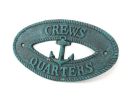 Seaworn Blue Cast Iron Crews Quarters with Anchor Sign 8""