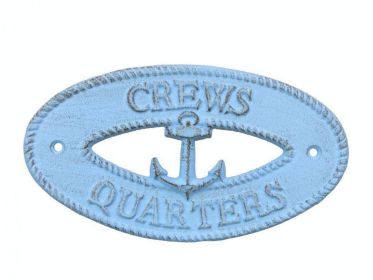 Rustic Light Blue Cast Iron Crews Quarters with Anchor Sign 8""