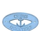 Rustic Light Blue Cast Iron Crews Quarters with Anchor Sign 8""