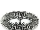 Antique Silver Cast Iron Gone Sailing with Anchor Sign 8""