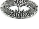 Antique Silver Cast Iron Gone Sailing with Anchor Sign 8""